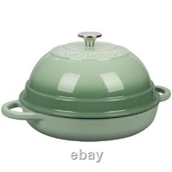 Cast Iron Enameled Dutch Oven Pot with Lid for Bread Baking 6 Quart Green