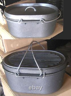 Cast iron Oval Roaster Self-basting lid Dutch Oven Cookware Camp Pot