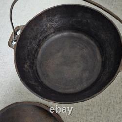 Classic Cast Iron Dutch Oven Pot with Drip Lid & Handle-Roaster Camping Vintage