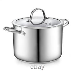 Cooks Standard 8-Quart Stainless Steel Stockpot Glass Lid Large Dutch Oven
