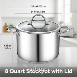 Cooks Standard 8-Quart Stainless Steel Stockpot Glass Lid Large Dutch Oven