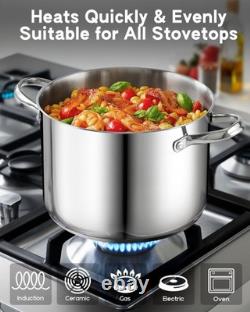 Cooks Standard 8-Quart Stainless Steel Stockpot Glass Lid Large Dutch Oven