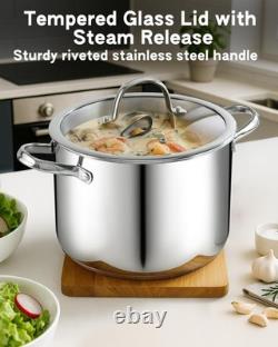 Cooks Standard 8-Quart Stainless Steel Stockpot Glass Lid Large Dutch Oven