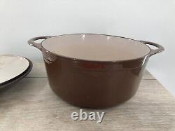 Cousances 22 Brown Cast Iron Enamel Dutch Oven Lid Pan Cookware France Handles