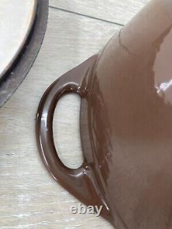 Cousances 22 Brown Cast Iron Enamel Dutch Oven Lid Pan Cookware France Handles