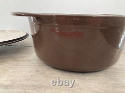 Cousances 22 Brown Cast Iron Enamel Dutch Oven Lid Pan Cookware France Handles
