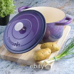 Crock-Pot Artisan 2 Pc 7 Quart Enameled Cast Iron Dutch Oven with Lid Lavender