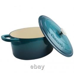 Crock Pot Artisan 7 Quart Enameled Cast Iron Oval Dutch Oven in Teal Ombre