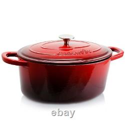Crock Pot Artisan 7 Quart Oval Enameled Cast Iron Dutch Oven in Scarlet Red