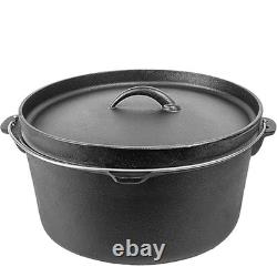 Cuisiland 20QT Cast Iron Dutch Oven with Lip Lid & Bail Handle Extra Large