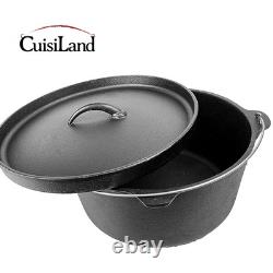 Cuisiland 20QT Cast Iron Dutch Oven with Lip Lid & Bail Handle Extra Large