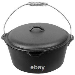 Cuisiland 9 Quart Cast Iron Dutch Oven Dome Lid Bail Handle Pre-Seasoned