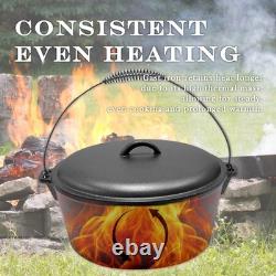 Cuisiland 9 Quart Cast Iron Dutch Oven Dome Lid Bail Handle Pre-Seasoned
