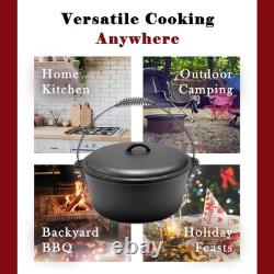 Cuisiland 9 Quart Cast Iron Dutch Oven Dome Lid Bail Handle Pre-Seasoned