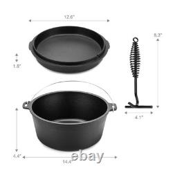 DARTMOOR 9 Quart Pre-Seasoned Cast Iron Dutch Oven with Lid and Lid Lifter Tool