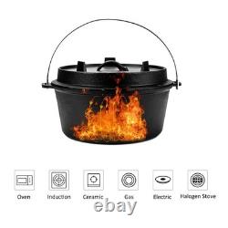 DARTMOOR 9 Quart Pre-Seasoned Cast Iron Dutch Oven with Lid and Lid Lifter Tool