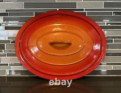 DESCOWARE Belgium Orange Flame Enamel Oval Cast Iron Pot/Pan Dutch Oven with Lid