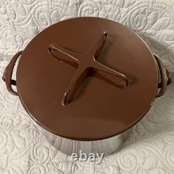 Dansk IHQ Designs France Enamel Cast Iron Dutch Oven Stock Pot Brown Lid 8 Qt