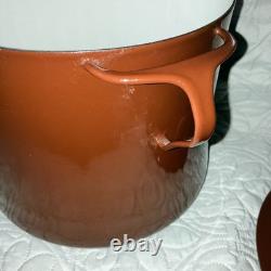 Dansk IHQ Designs France Enamel Cast Iron Dutch Oven Stock Pot Brown Lid 8 Qt