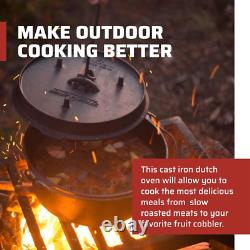 Deluxe 14 Dutch Oven Cast Iron Dutch Oven with Lid & Lid Lifter for Indoor & O