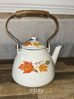 Descoware Autumn Leaves Dutch Oven Enamel Cast Iron Tea Pot 2 Skillets +3 Lids