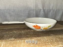 Descoware Autumn Leaves Dutch Oven Enamel Cast Iron Tea Pot 2 Skillets +3 Lids