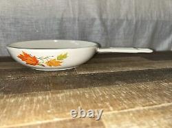 Descoware Autumn Leaves Dutch Oven Enamel Cast Iron Tea Pot 2 Skillets +3 Lids