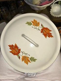 Descoware Autumn Leaves Dutch Oven Enamel Cast Iron Tea Pot 2 Skillets +3 Lids