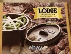 Discontinued Lodge #6 Cast Iron Camp Dutch Oven 1 Quart 3 Leg Kettle + Lid box