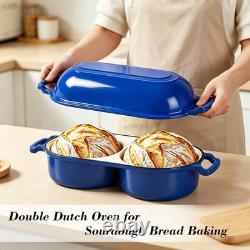 Double Dutch Oven for Sourdough Bread Baking, Enameled Cast Iron Bread Pot with