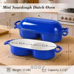Double Dutch Oven for Sourdough Bread Baking, Enameled Cast Iron Bread Pot with