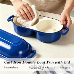 Double Dutch Oven for Sourdough Bread Baking, Enameled Cast Iron Bread Pot with