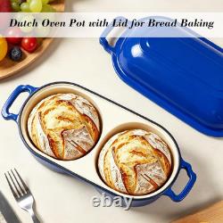 Double Dutch Oven for Sourdough Bread Baking, Enameled Cast Iron Bread Pot with