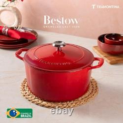 Dutch Oven 5.5 Qt Round Enameled Cast Iron Pot Lid Tramontina Bestow