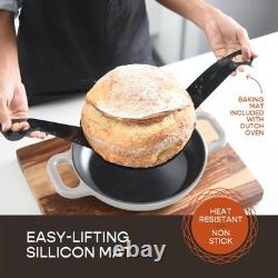 Dutch Oven 6 Quart 10 Inch Enameled Cast Iron Bread Baking White Krustic Round