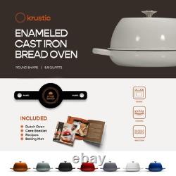 Dutch Oven 6 Quart 10 Inch Enameled Cast Iron Bread Baking White Krustic Round Dutch Oven 6 Quart 10 Inch Enameled Cast Iron Bread Baking White Krustic Round