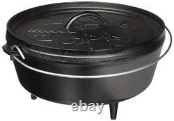 Dutch Oven 6 Quart Cast Iron Camping Cookware Dual Handles Lodge Seasoned Steel
