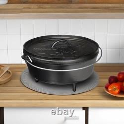 Dutch Oven 6 Quart Cast Iron Camping Cookware Dual Handles Lodge Seasoned Steel