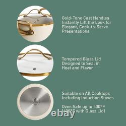 Dutch Oven 8 Quart Heavy Duty Ceramic Nonstick Lid Almond Cream Bloomhouse Time