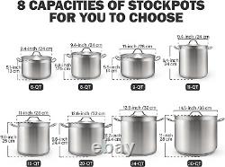 Dutch Oven Casserole with Lid, 9 Quart Professional Stainless Steel Stockpots, S