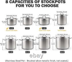 Dutch Oven Casserole with Lid, 9 Quart Professional Stainless Steel Stockpots, S