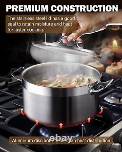 Dutch Oven Casserole with Lid, 9 Quart Professional Stainless Steel Stockpots, S