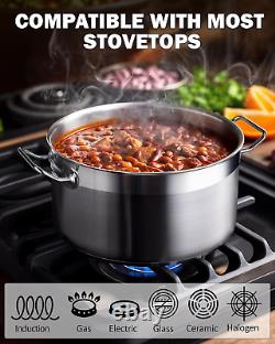 Dutch Oven Casserole with Lid, 9 Quart Professional Stainless Steel Stockpots, S