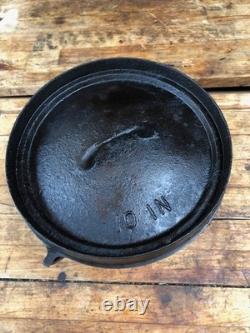 Dutch Oven Old Very Unique no name Gate Marks #10 Legs Cut Off