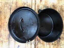 Dutch Oven Old Very Unique no name Gate Marks #10 Legs Cut Off