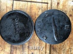 Dutch Oven Old Very Unique no name Gate Marks #10 Legs Cut Off