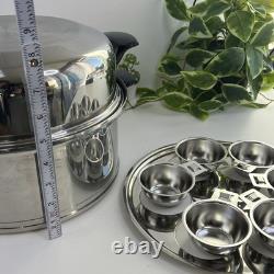 Dutch Oven Stock Pot w Dome Lid Egg Poacher Lifetime T-304 Stainless Steel 7Qt