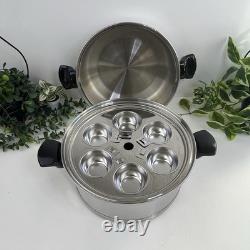 Dutch Oven Stock Pot w Dome Lid Egg Poacher Lifetime T-304 Stainless Steel 7Qt