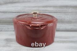 Dutch Oven With Lid Burgundy Red Enamel Round Cast Iron 5 Qt French France Vintage