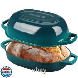 EDGING CASTING Enameled Cast Iron Oval Dutch Oven Pot with Lid, D